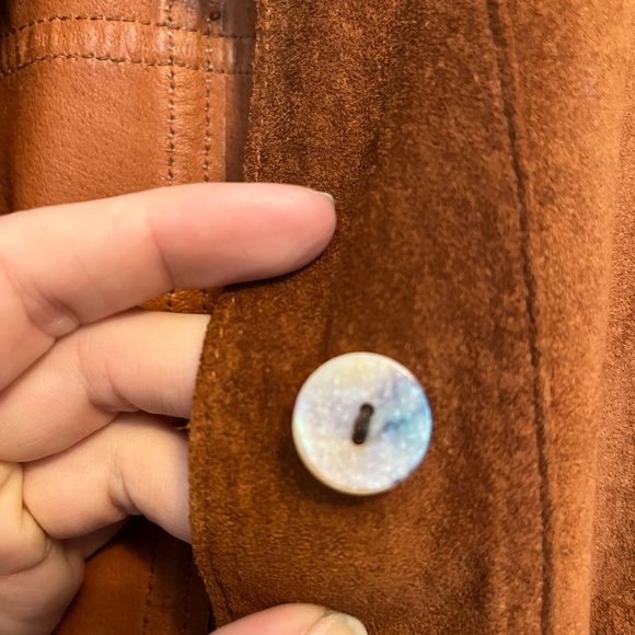 Stunning Brown 100% Leather Shirt Jacket by The Limited, Size M - Picture 6 of 11